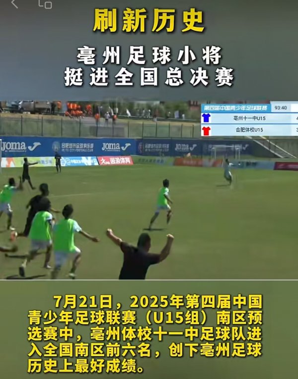 启云科技 亳州中学生挺进中国青少年足球联赛（U15组）全国总决赛_大皖新闻 | 安徽网