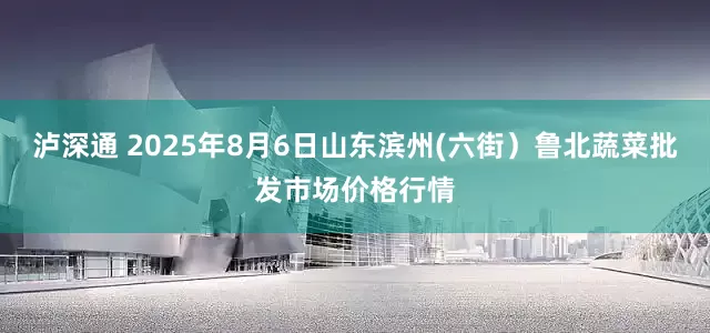 泸深通 2025年8月6日山东滨州(六街)鲁北蔬菜批发市场价格行情